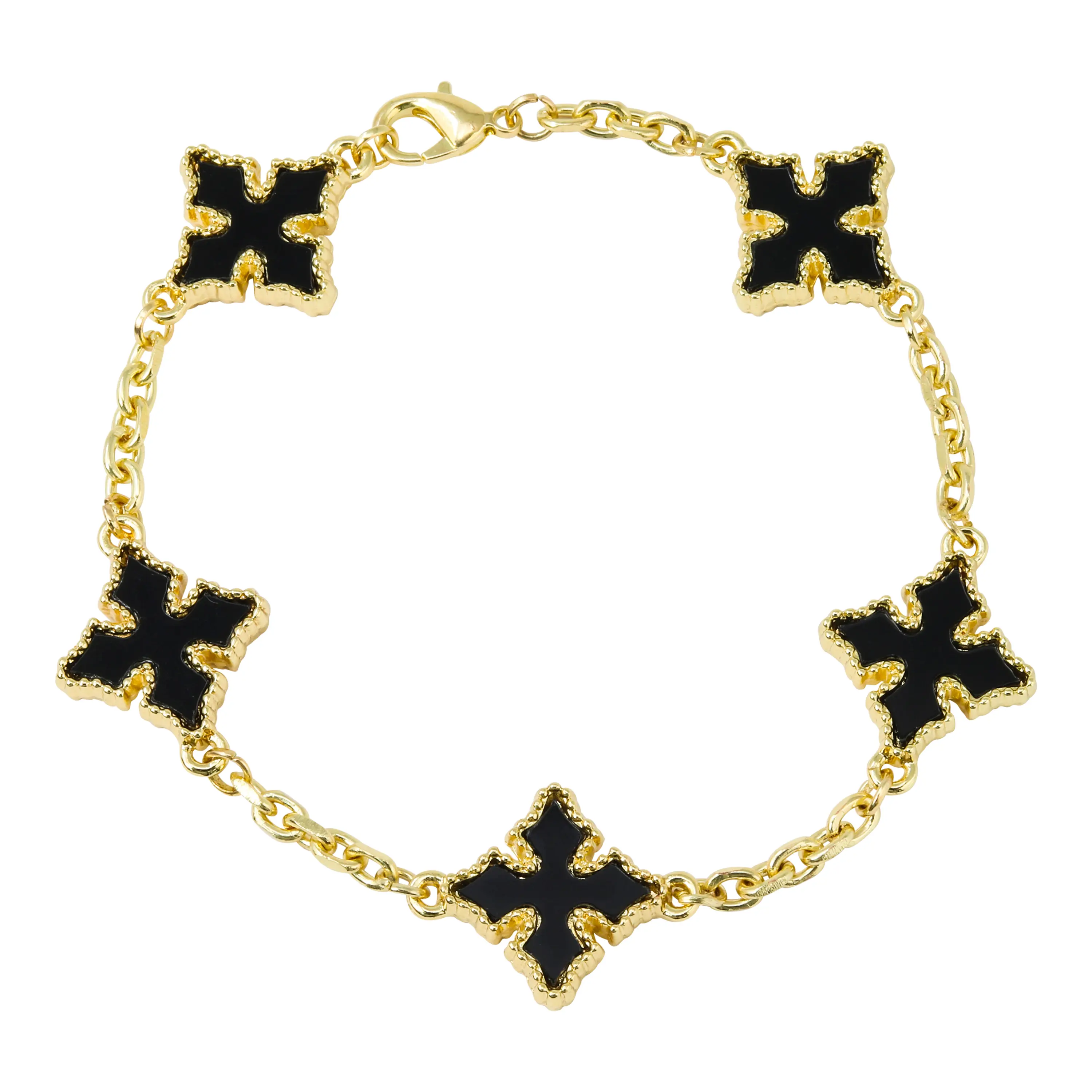 12mm Multi Cross Link Bracelet – Double Sided Charms – Alloy with Coated Finish