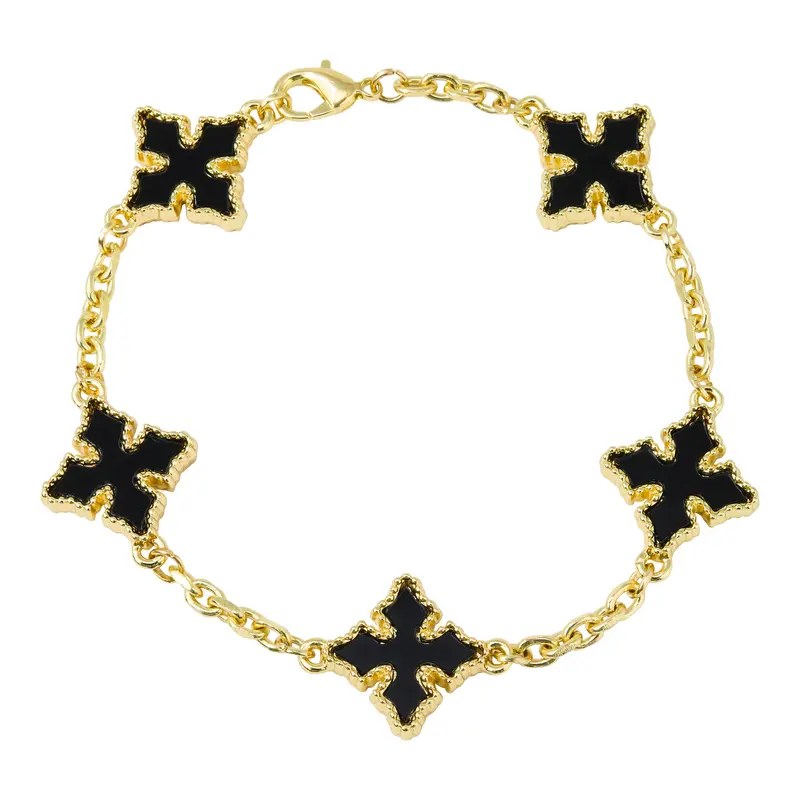 12mm Multi Cross Link Bracelet – Double Sided Charms – Alloy with Coated Finish