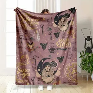 Stevie Nicks Sister Of The Moon Blanket Ultra Soft Flannel Fleece Cozy Warm Boho Witchy HD Print Back To The Gypsy Lyrics Bedroom Couch Sofa Throw Decor Decorative Throw Perfect Birthday Gift Christmas Gift for Rock Music Fans Women 70s Style