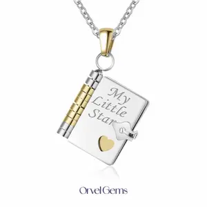 My Little Star Book Necklace for Daughter or Sister – Flip Book Locket Necklace with Laser-Engraved Inspirational Quotes, Birthday or Graduation Gift, Keepsake Jewelry of Love