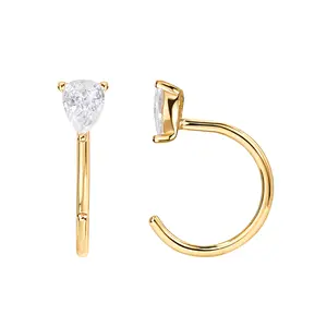 PAVOI 925 Sterling Silver Huggie Half Hoop Earrings for Women - Hypoallergenic Minimalist Tiny Cartilage Earring