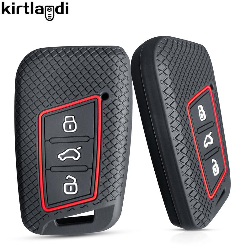 silicone car key case for VW Volkswagen Passat B8 Taos Polo Tiguan for Skoda Kodiaq Fabia Karoq Octavia Seat Ateca key cover