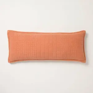 14"x36" Quilt Oblong Throw Pillow Rust - Hearth & Hand with Magnolia