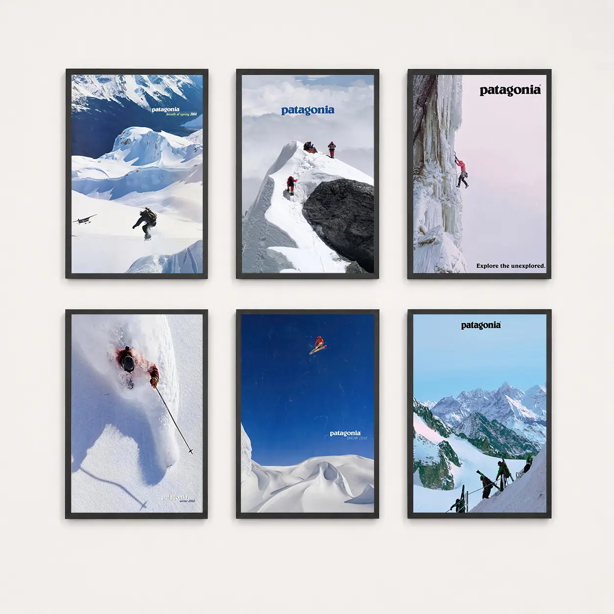 Snowy Art Patagonia Sport Decor Poster Canvas Print, Mountain Lovers Gifts, Vintage Skiing Decor, Ski Mountain Landscape & Ice Climbing Adventure & Snowy Trekking, Sport Art Decor For Bedroom Living Room Office Gym Dorm