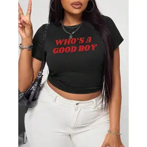 Who's A Good Boy Cropped Top |   Funny Cropped Top |   Y2K Style Cropped Top |   Baby T-Shirt |   Cute Plus Size Cropped Top