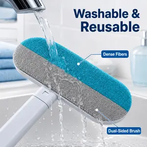 4 in 1 Long Handle Pet Hair Remover Brush with Adjustable Ergonomic Handle for Furniture Couch Carpet Clothes Reusable Washable Lint Brush