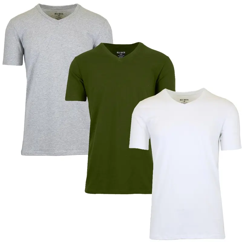 Heather Grey - Olive - White(V-Neck Stretch)