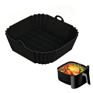 Non-Stick Air Fryer Liner Tray, Food-Grade Silicone Baking Pan, Easy Clean Surface, Suitable for Oven and Air Fryer, Healthy Cooking, BBQ, Pizza, Desserts