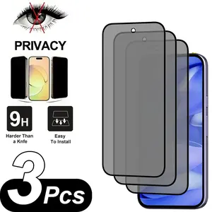 3-Pack Silk-Print Anti-Spy HD Tempered Glass Screen Protector for Google Pixel 10A / Pixel 9A Series, Anti-Spy / Privacy Protection + Anti-Drop & Anti-Explosion / Anti-Fingerprint