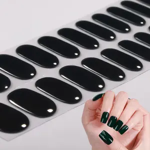 22 tips Gel Nail Full Wraps, Black Nail Strips, Long-Lasting Self-Adhesive Short Full Nail Stickers, Solid Design, Summer, One Time Use, Suitable for Women And Girls, No Requiring UV Curing, Quick Nail Art, Road Trips DIY, Decorations Nail