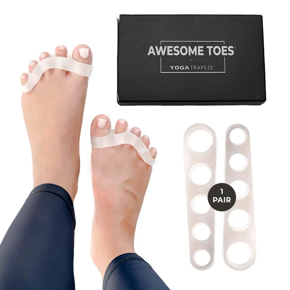 Yoga Trapeze Natural Toe Spacers & Separators, Fast Pain Relief from Hammertoe & Bunions | Food Grade Silicone Toe Stretchers Used for Walking, Running & Yoga Practice | Small