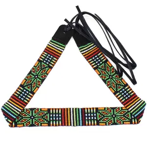 Handmade beaded Black multicolored Cowboy Rodeo Hatband