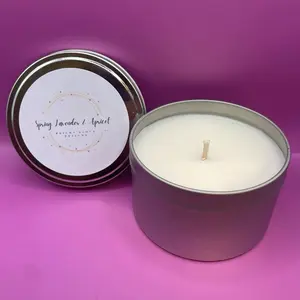 Spring Lavender & Apricot Scented Calming Candle - Clean Burn in Tin Container