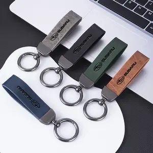 Premium Leather Car Keychain Keyring Pendant, Men & Women Gifts for Subaru Sti Forester Impreza Legacy Outback Wrx Crosstrek Accessories