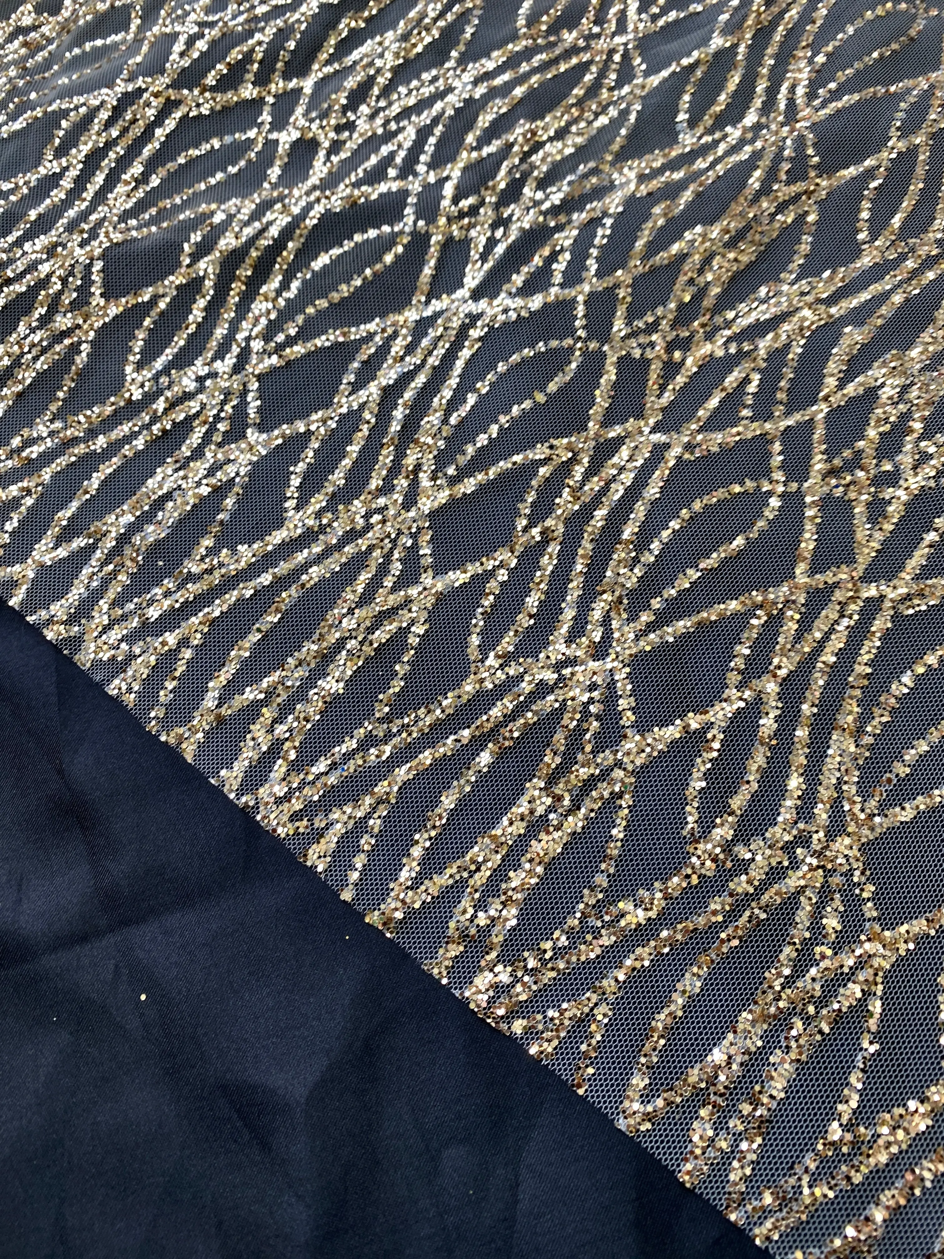 Gold Wave Glitter Lace