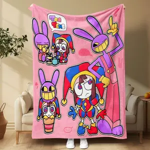 Soft Flannel Blanket with Digital Circus Theme, Perfect for Girls Boys Adults, Ideal for Halloween Christmas Valentine Gifts  Cartoon Blanket Halloween and Christmas Gifts