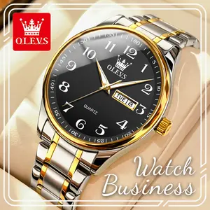 OLEVS 5567 Men's Watch, Minimalist Business Casual Wristwatch, 40mm Large Dial With Big Number Markers, Glow-In-The-Dark Hands, Day & Date Display Window, Water Resistant, Suitable For Daily Business & Social Occasions, Practical Gift For Husband & Elders