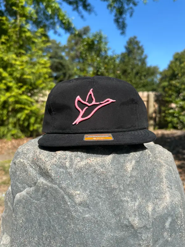 Pink Duck Icon Black Grandpa Rope Hat - Combat Waterfowl