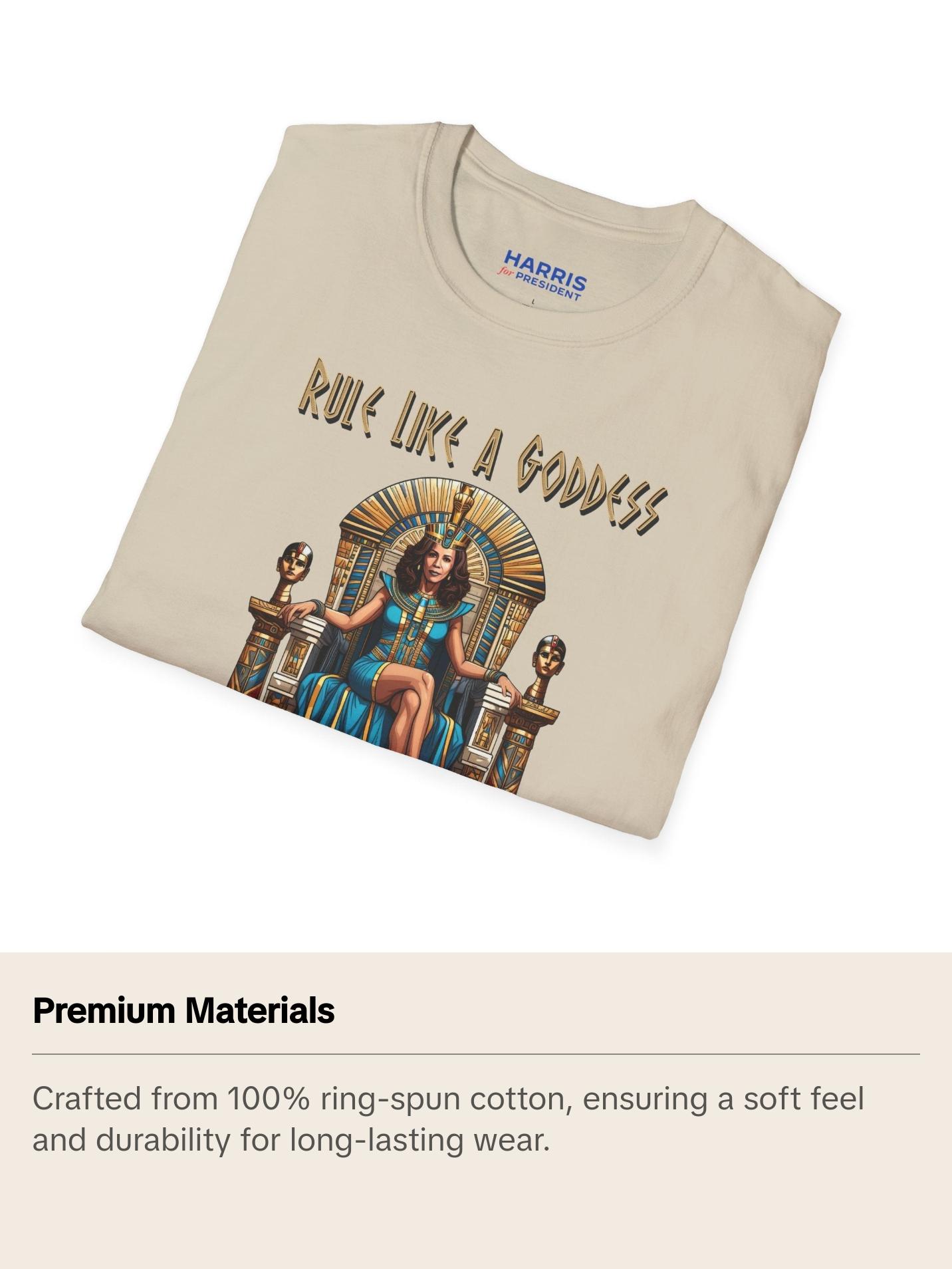 Kamala Harris "Rule Like a Goddess" Egyptian Queen T-Shirt - Bold Political Leadership Tee - Available in Multiple Colors Comfort Cotton Classic Fabric Menswear Top  Crewneck Tshirt
