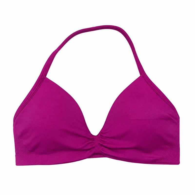 DFYNE Sports Bra Women's Seamless Halter Open Back, Supportive High Stretch Breathable Yoga & Gym Workout Crop Top Activewear for Pilates, Running