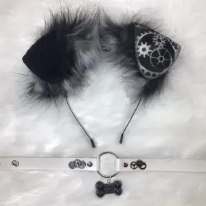 Black white white cosplay ear necklace Halloween costume