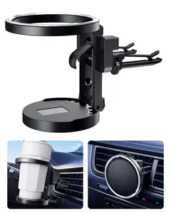 Ostsbasf Car Air Vent Cup Holder Clip-On Drink Expander for Cars & Trucks Designed for horizontal blade vents, this extra car cup holder keeps drinks, ashtrays, and small essentials secure while driving.