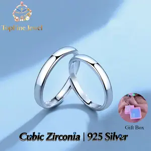 Valentine's Day Couple Ring 925 Sterling Silver Adjustable Couple Rings (2.04-2.54g/PC) - Hypoallergenic, Sleek & Shiny, Perfect Valentine's Day Gift for Brides/Grooms/Lovers/Couples (Ideal for Proposal/Anniversary/Banquets/Christmas)
