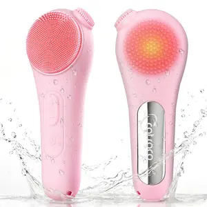 Cotsoco Facial Cleansing Brush with Heat & Vabration, Skin Massager Electric Silicone, Electric Facial Cleanser for Deep Cleansing, Gifts for Men Women, Mother's Day Father's Day, Summervibes