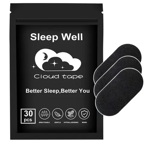 Cloud tape Mouth Tape Pack of 30/60/120 for 1/2/4 Month, Hypoallergenic Adhesive, Mild Tape, Sports Accessories, Black super breathable promotes restful Sleep, Anti Snoring Mouthpiece ,Anti Snoring Set,sleep tape,mouth tape for sleeping,black