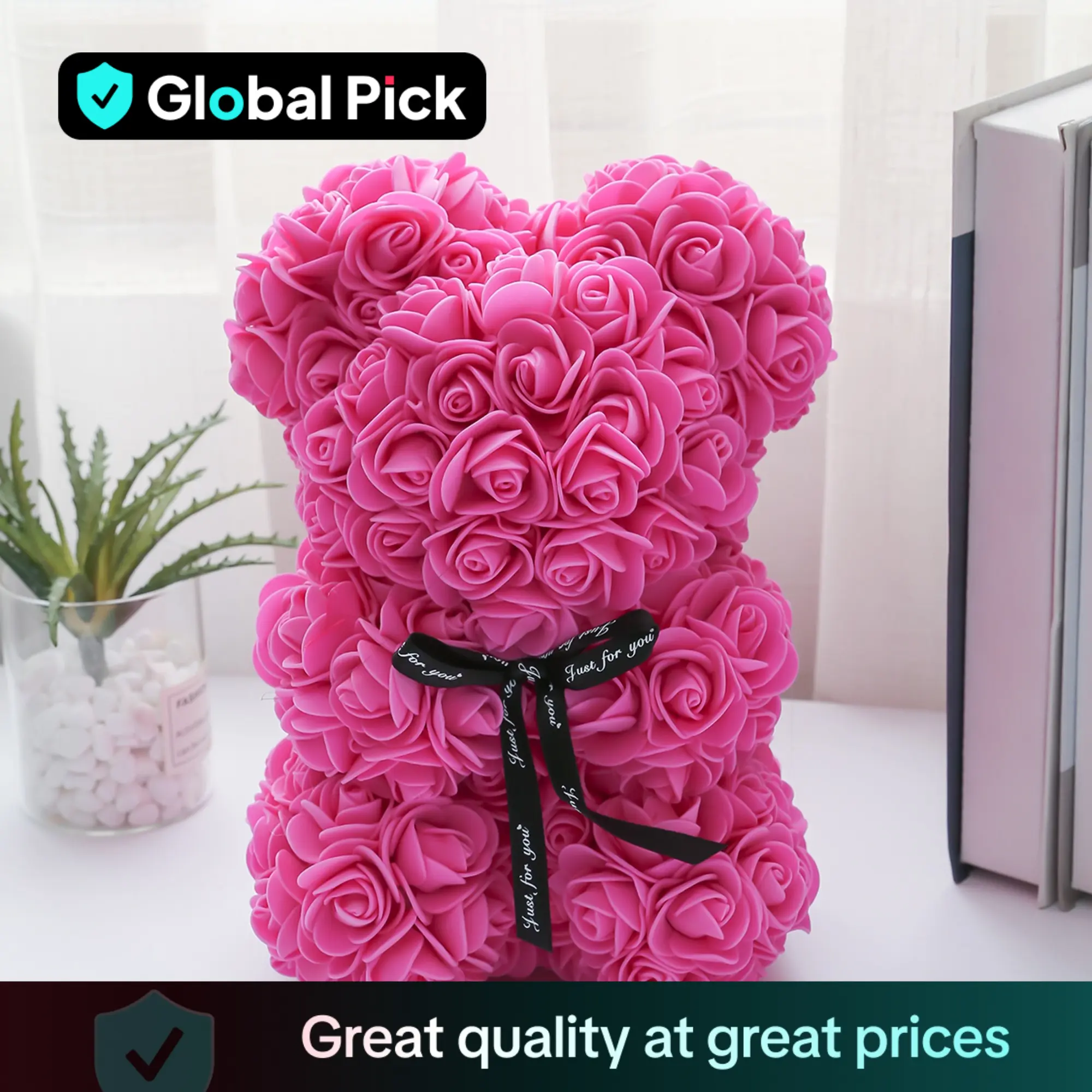Bear Design Artificial Rose Bouquet, Lifelike Artificial Flower, Romantic Gift for Anniversary, Wedding Party Decoration