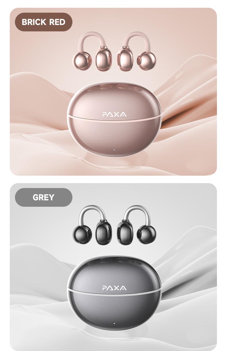 PAXA C08 Clip On Wireless Headphones with 2025 Bluetooth 6.0 for Faster, Stable Connection & Low Power Use, DT6.0 Pulse Directional Tech, 360° ACS Panoramic Sound, IPX5 Waterproof Audio Earbuds for Music & Calls, Comfortable for Sports