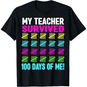 100 Days Of School My Teacher Survived 100 Days Of Me T-Shirt Comfy Everyday T-Shirt