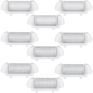 9 Pcs Different Replacement Roller Head for Electric Callus Remover Feet Pedicure Kit Care Foot Roller Refills Extra Coarse Regular Coarse Pedicure Tools for Dead Skin(White)