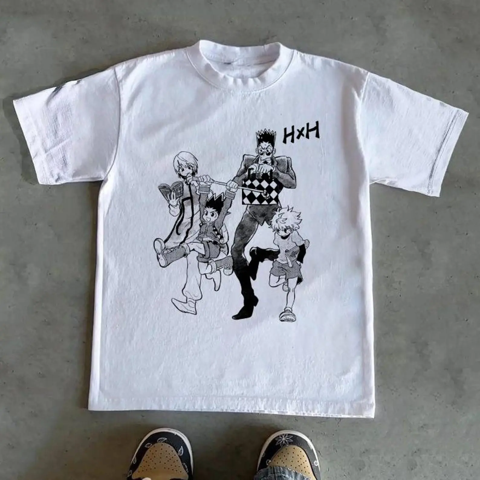 Gon Killua Kurapika Leorio Graphic Tee, Vintage Manga Streetwear T-Shirt