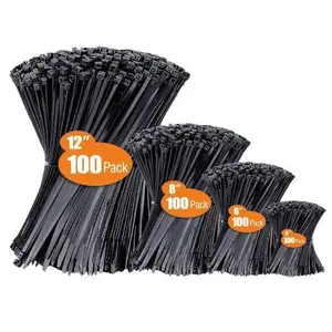 Zip Ties Assorted Sizes(4”+6”+8”+12”), 400 Pack, Black Cable Ties, UV Resistant Wire Ties, Office Accessories, Multifunctional Cable Tie