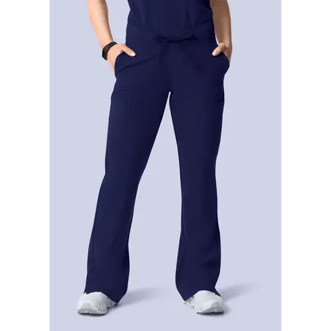 Women's Navy Mandala 9-Pocket Cargo Scrubs Pants - Soft Breathable Fabric, Equa-tek™ Spill-Repellent, Yoga Waistband Workwear Clinical Uniforms, Inclusive Clothes for Women
