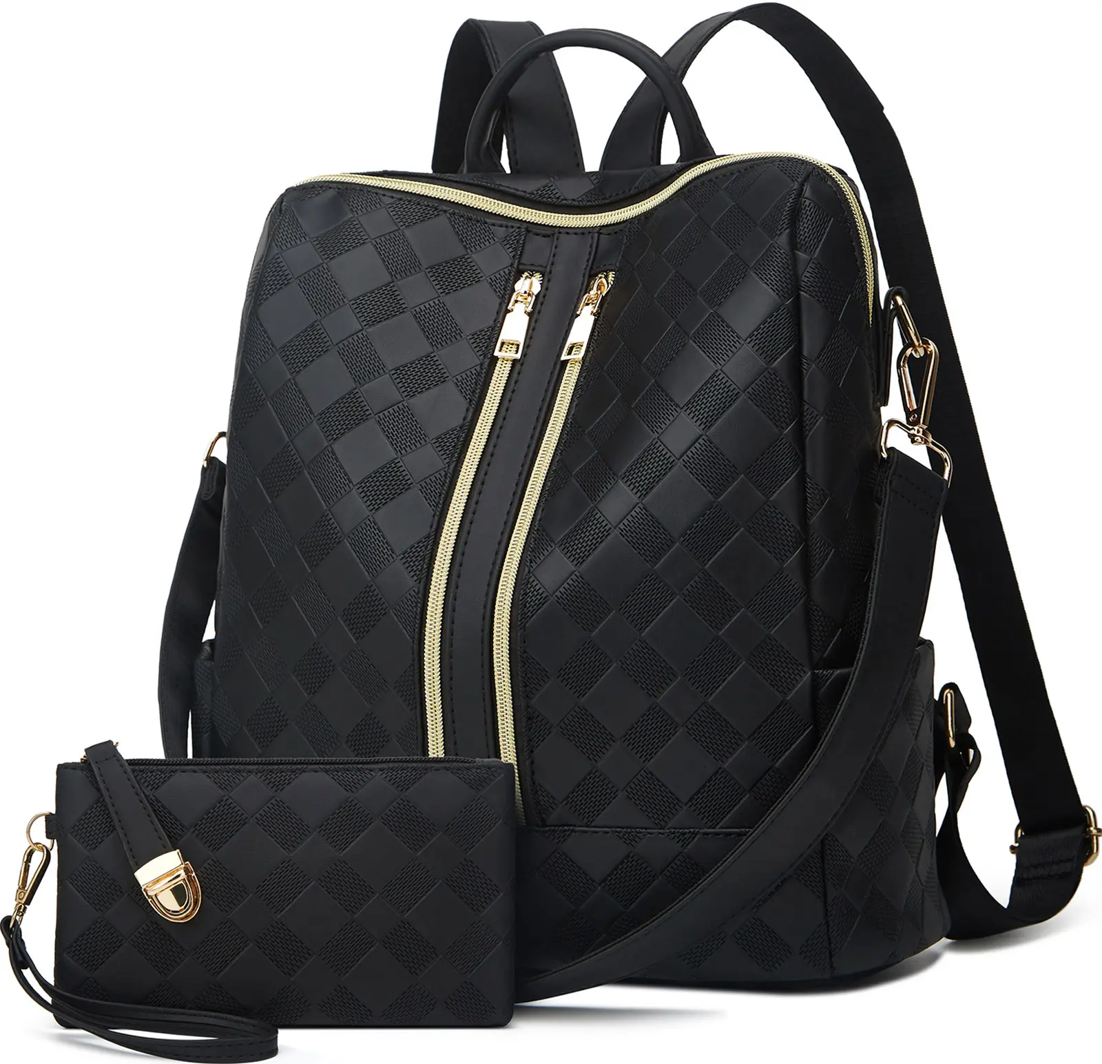 Backpack Purse for Women, Stylish Leather Shoulder Daypack, Multifunctional Casual & Lightweight for Daily Use and On The Road, Zipper, Everyday Carry, Shoulder Strap, Adults