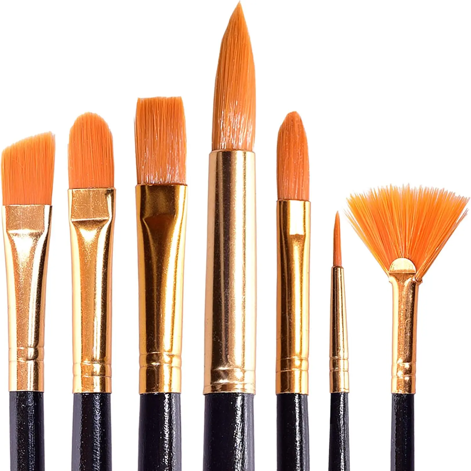 Brushes Set for  Crafts -   Makeup Painting - Watercolor Oil Brush Painting Gouache Blending - Fabric Set of 7 Types of Brushes for Adults and  with a Black Handle