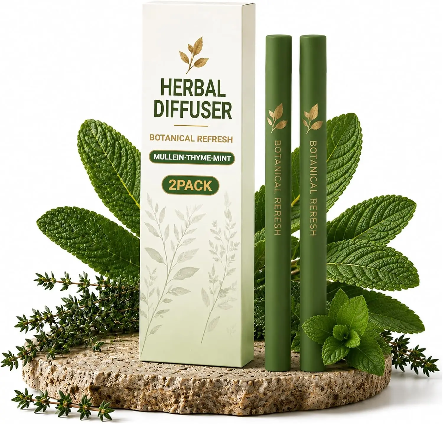 [HOT] Herbal Diffuser Pen 2 Pack, Portable Botanical Blend for Relaxing Moments Plant-Based Botanical Blend with Mullein, Thyme & Mint. Slim, Non-Electric Design for Desk, Travel, Home & Office