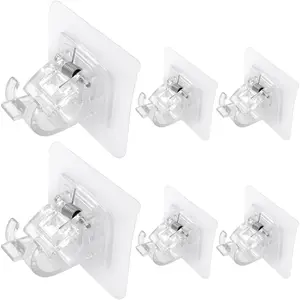 No-Drill Self-Adhesive Curtain Rod – Transparent, Waterproof, Durable, Easy Installation for Bedroom, Bathroom, Kitchen (Six-Counts)