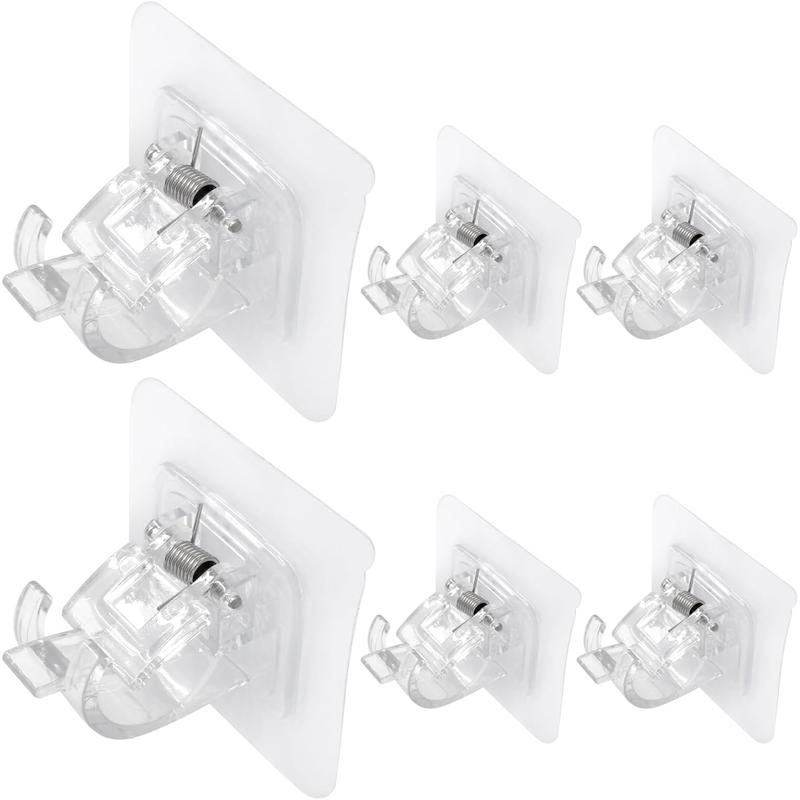 No-Drill Self-Adhesive Curtain Rod – Transparent, Waterproof, Durable, Easy Installation for Bedroom, Bathroom, Kitchen (Six-Counts)