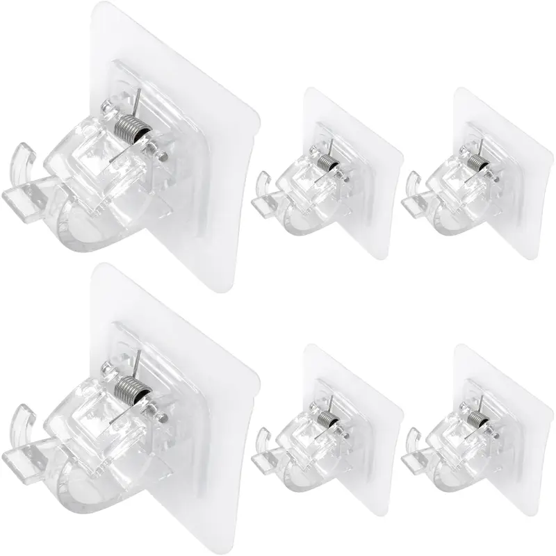 No-Drill Self-Adhesive Curtain Rod – Transparent, Waterproof, Durable, Easy Installation for Bedroom, Bathroom, Kitchen (Six-Counts)