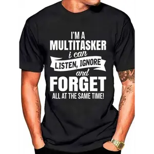 COD I Am A Multitasker Printed T-shirt With Funny Man Graphic T-shirt Black T-shirt Summer Short Sleeve T-shirt shirts men  t shirts graphic t-shirts 90s graphic tees funny shirt y2k outfits men christian clothing men's graphic tees