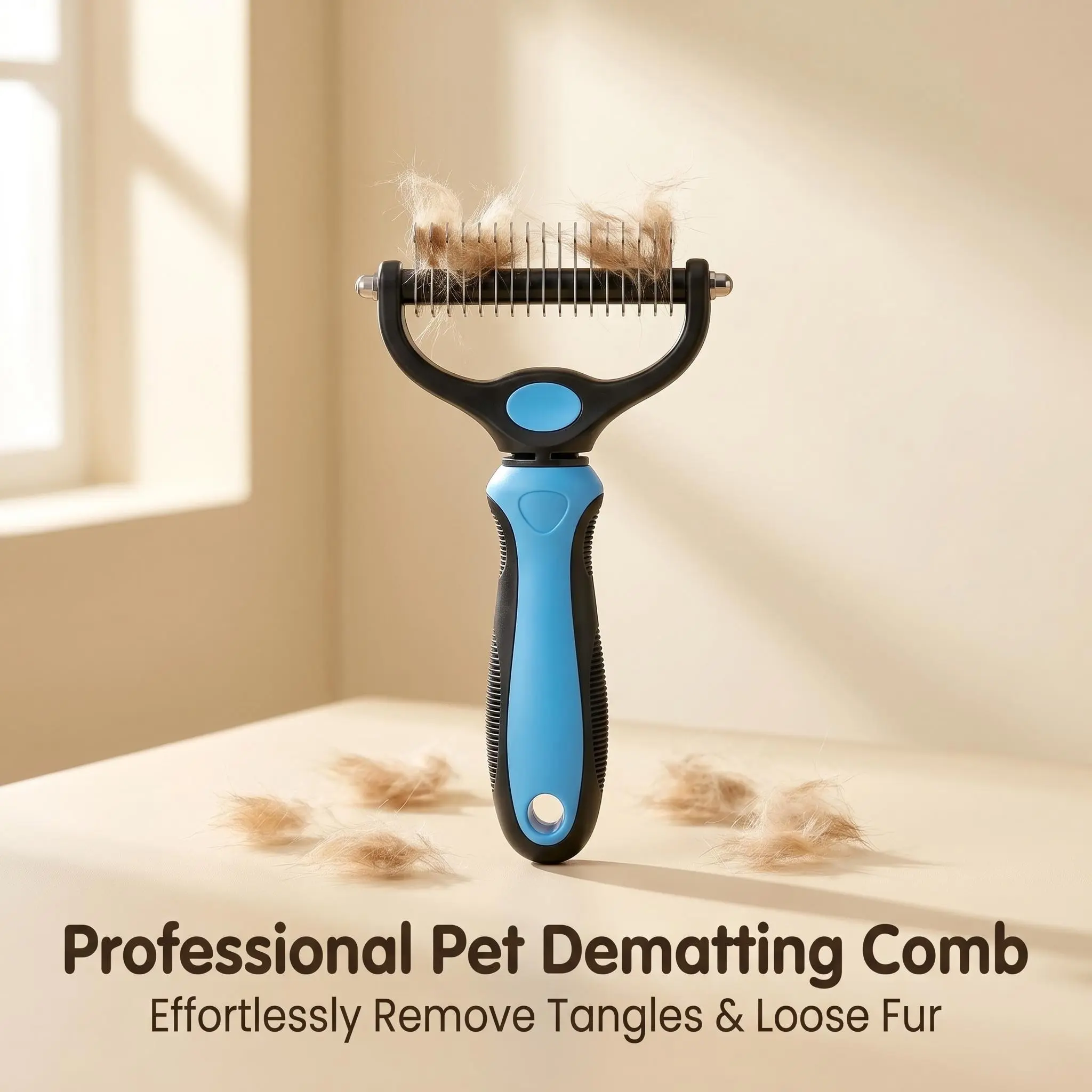 Universal Extra Wide Double-Sided Undercoat Rake, Stainless Steel Pet Grooming Brush, Deshedding & Dematting Tool Removes Mats, Tangles & Loose Fur for Dogs & Cats