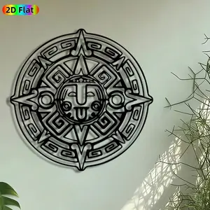 1pc Aztec Sun Stone Metal Wall Art, Mayan Calendar Statue Mural, Intricate Craftsmanship, Perfect for Mexican Independence Day, Diwali Decor, Perfect for Living Room Patio Wall Studio Decor, Ideal Gift for Ancient Civilization Enthusiasts.