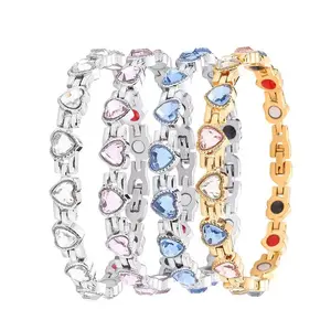 Magnetic Bracelets for Women, Titanium Steel Magnetic Bracelet with Neodymium Magnets & Sparkling Crystals, Jewelry Gifts