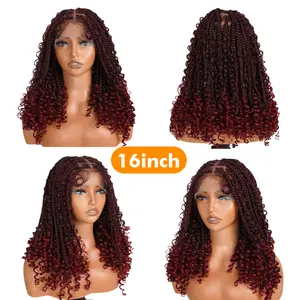 SuperNova #T1B/Bug 16-Inch Full Lace Bohemian Box Braided Wig – Premium Synthetic Fiber, Luxurious and Natural-Looking, Trendy and Comfortable Hairpiece, Perfect for Fashionable Styles, High-Quality, Ideal for Everyday Wear or Special Occasions