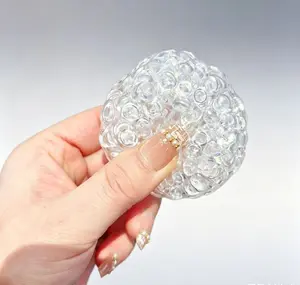 White Moonlight Chattering Ball Squeeze Bead Stress Relief Fidget Toy Jelly Texture Squeaky Squishy for Kids Adults ASMR Chattering Sound