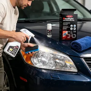 Headlight Restoration Fluid – Restore Yellowed Oxidized Blurry Headlights with Crystalline Coating for Crystal Clear Vision & UV Protection, Auto Detailing DIY