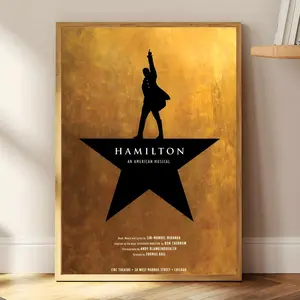 PIKPAKA American Musical Hamilton Vintage Painting Calligraphy Waterproof & Scratch-Resistant Canvas Art - Premium Oil Painting Style Wall Decor for Living Room, Bedroom, Kitchen & Café, Perfect Holiday & Party Gift